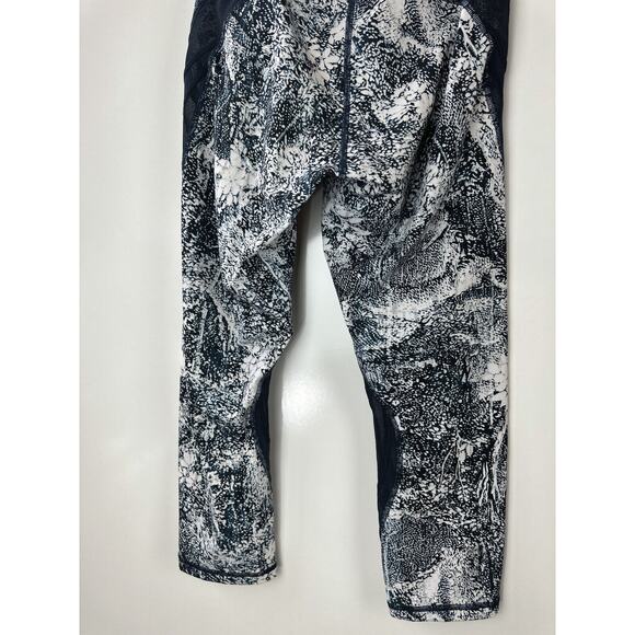 Lululemon Never Still Crop 21" Leggings Wildwood White Nocturnal Teal Mesh Sz 6 - Picture 9 of 12